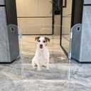 Clear Freestanding Dog Gate for Indoor Use,Pet Gates for Doorways no Drilling,Acrylic Foldable Dog Gate for Stairs with Support Feet (3Panel - 60''W x 23''H)