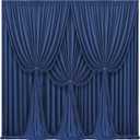  Navy Blue Backdrop Curtains for Wedding Parties, Wrinkle Free Polyester Photography Backdrop Drapes for Graduation Baby Shower Birthday Stage Background Stand Decorations 4x10ft,6 Panels