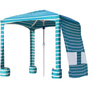AMMSUN Beach Cabana, 6.5'x6.5' Beach Canopy, Easy Set up and Take Down, Cabana Tent with Sand Pockets, Instant Sun Shade with Side Wall, Turquoise