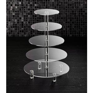 5 Tier Acrylic Cupcake Stand, Extra Thick 5mm Base, Large Cupcake Tower, Multi Tiered Cake Stand Round Clear Holder for Dessert Table Display, Weddings, Birthday Party, Graduation, Pastry, Donut Tree