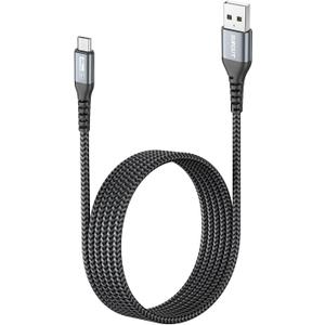 SUNGUY Micro USB Cable 6FT, USB to Micro USB Cable Fast Charging USB 2.0 Data Sync Nylon Braided for Samsung Galaxy S7 Edge S6, Android Phone, PS4 (Grey)