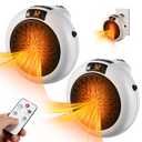 Meonum 2 Pack Small Space Heater, 500W Portable Electric Small Heater with Adjustable Thermostat and Timer, Overheat Protection and LED Display, Quiet Space Heater for Office Desk Indoor Use (White)