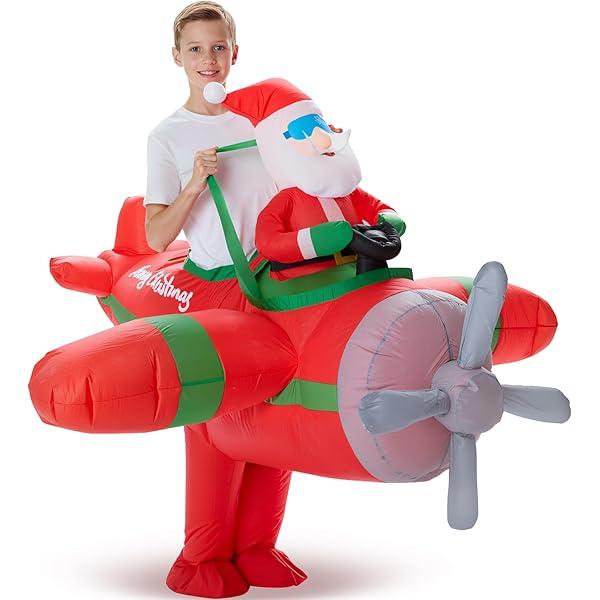 Christmas Inflatable Costume for Kids Blow up Funny Riding on Costume for Children Boy Girl Party Cosplay Outfit