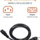 Amazon Basics PC Power Cable, 6 feet, AC Power Cord for Monitor, Computer, TV, 3 Prong, 18 AWG, 125 Volts, NEMA 5-15P to IEC320C13, UL Listed, Black