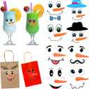 2 x Snowman Face Stickers Christmas Glass Window Sticker 105 Pieces Snowman Face Decal Stickers for Craft Xmas Party Decorations Xmas DIY Craft Christmas Wall Decals Winter Home Decorations