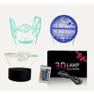 TITISKIN 3D Illusion LED Night Light,16 Colors Gradual Changing Touch Switch USB Table Lamp for Holiday Gifts or Home Decorations 3Pattern