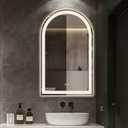Etemnozon LED Bathroom Mirrors with Lights, 24"x36"Black Arched Mirror for Bathroom, Fogless, 3 Colors Dimmable, Anti-Fog, Wall Mounted Lighted Vanity Mirror, Black