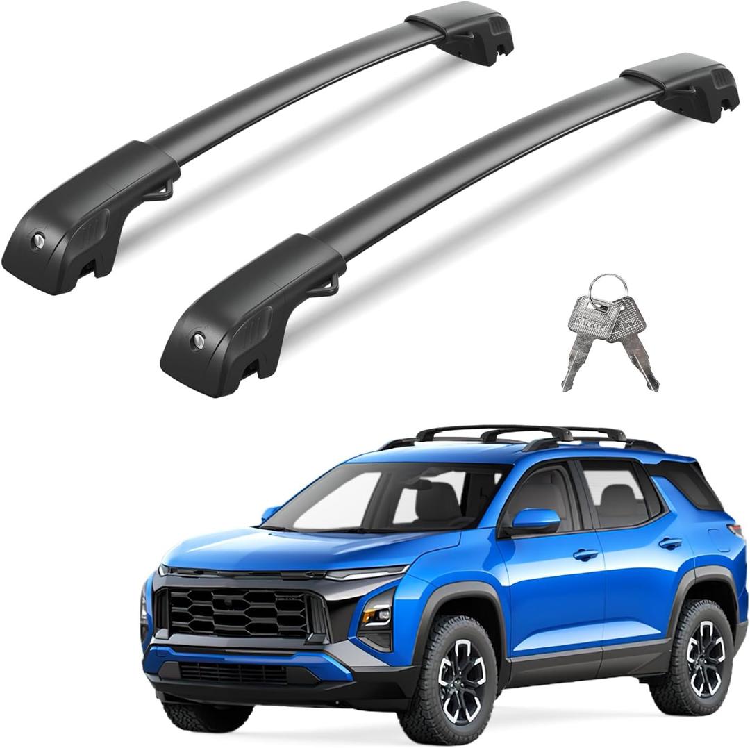 220lbs Roof Rack Cross Bars Compatible with 2025 2026 Chevy Chevrolet Equinox with Raised Side Rails (Not for EV), Lockable Heavy Duty Aluminum Roof Rails Crossbars Cargo Black Rooftop.