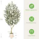 Realead 7ft Artificial Olive Tree with Tall Exquisite Planter - Realistic Fake Olive Tree with Thick Trunk and Lifelike Fruits - Large Faux Olive Tree for Home Office Decor
