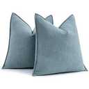 MIULEE Pack of 2 Dusty Blue Decorative Pillow Covers 18x18 Inch Soft Chenille Luxurious Couch Throw Pillows Farmhouse Cushion Covers with Elegant Design for Sofa Bedroom Living Room Home Decor  