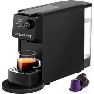 CASABREWS CM7036E Espresso Machine for Nespresso Original Pods, 20 Bar Compact Capsule Coffee Machine with 21 oz Removable Water Tank and 4 Brewing Modes, Mini Espresso Maker for Home or Office, Black (EXP 01/01/36)