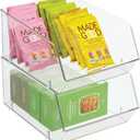 mDesign Plastic Stacking Food Storage Bin for Kitchen Cabinet, Pantry, Shelf, Fridge/Freezer - Organizer for Fruit, Potatoes, Onions, Drinks, Snacks, Pasta - 11" Deep - 2 Pack - Clear