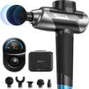 RENPHO Ascend Professional Massage Gun, Adjustable 6-12mm Amplitude for Customized Intensity, Deep Tissue Percussion Massager with 5 Speeds, 5 Attachments, Travel Case, FSA Eligible HSA (Black Gray)