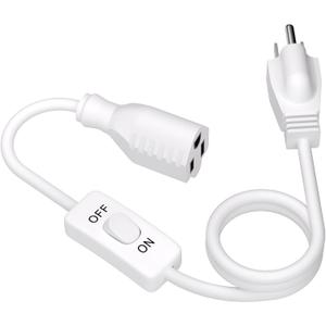 STARELO Extension Cord with Switch 3-Prong Indoor White Extension Cord,18AWG,Control Switch ON/Off 3A 125V NEMA 5-15R Grounded Plug Receptacle.6FT White