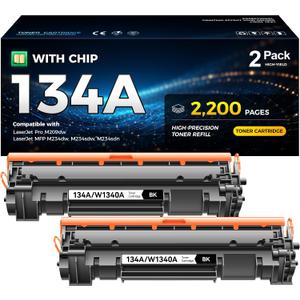 134A Black Toner Cartridge 2-Pack with chip Compatible Replacement for HP 134A 134X W1340A W1340X Toner Works with HP LaserJet MFP M234dw M234sdw M209dw Laser Printer M234dwe M234sdwe M234sdne M209dwe