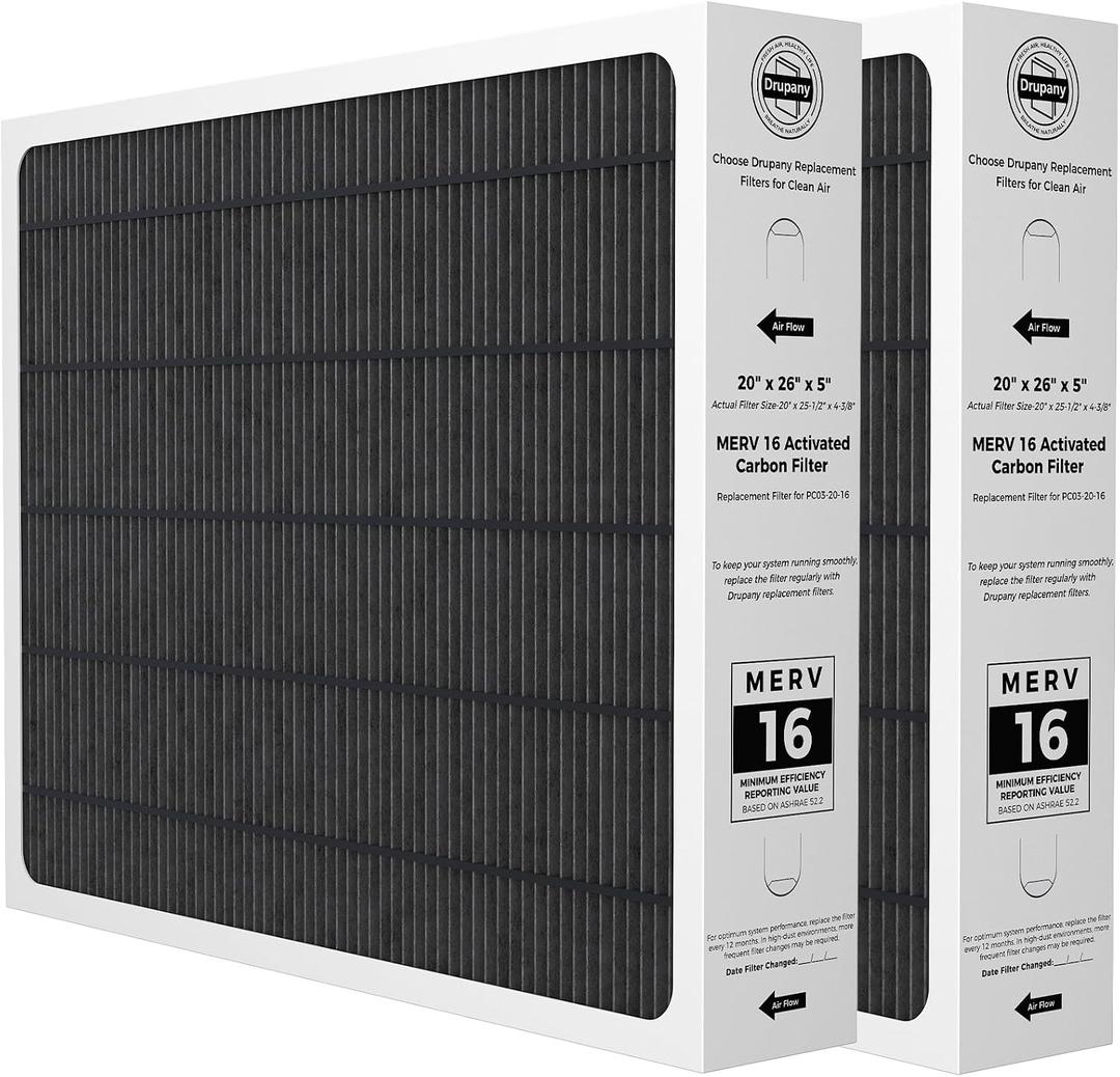 2 Pack Y6604 20x26x5 MERV 16 Air Filter Replacement, Compatible with Lennox Y6604 for PureAir PCO3-20-16 Air Purification System, MERV 16 Furnace Filter for HVAC Systems