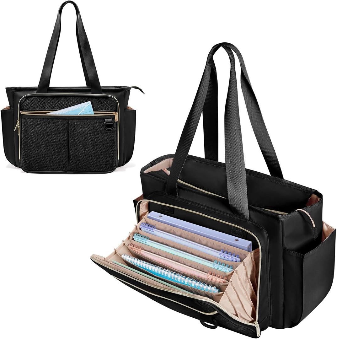 Nurse Tote Bag for Women, Nursing Clinical Bag - Accordion File Organizer, Nurse Work Bag for Home Healthcare (Black)