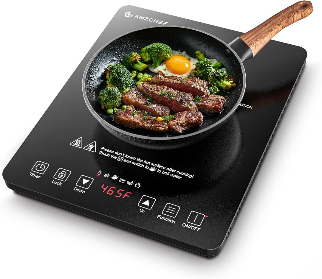 AMZCHEF Portable induction Cooktop 20 Temperature 120-465 °f & Po,1800W