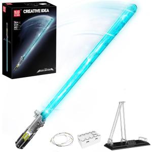 Mould King 10139 Lightsaber Building Set, Light Saber with Stand, Rechargeable LED Light Sword for Adult Birthday Thanksgiving Xmas Toys Gift Halloween Cosplay (1089 Pieces)