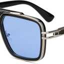 Trendy Retro Sunglasses for Men Women Stark Vintage Shades 70s Italian Fashion Square Metal Glasses