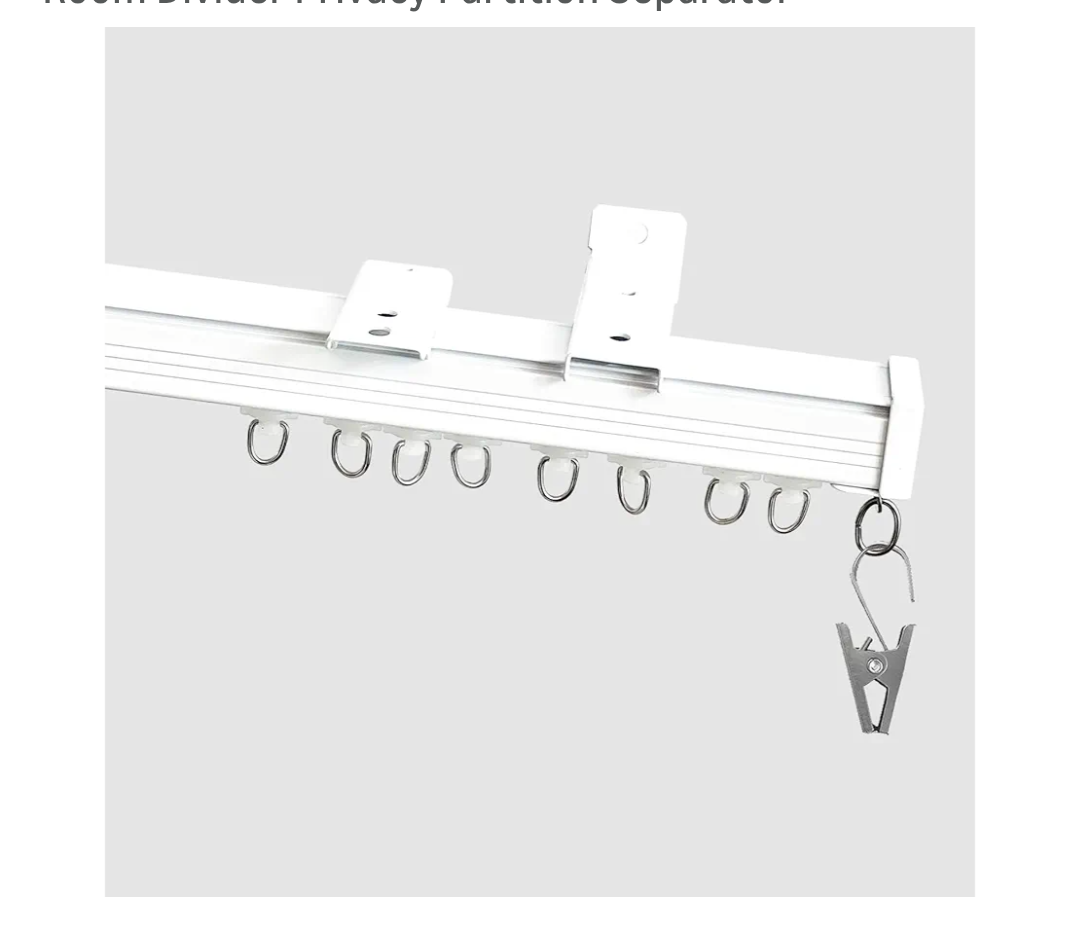Ceiling Curtain Track, Curtain Track with Roller Hooks, 6ft  9ft Ceiling Mounted Rail Set for Room Divider, White