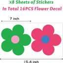 16Pcs Y2K Cute Flowers Wall Decal Kidcore Aesthetic Preppy Hippie Trendy Wall Art Decor Vinyl Peel and Stick Retro Colorful Flowers Stickers for College Teen Girls Dorm Bedroom Room Decoration