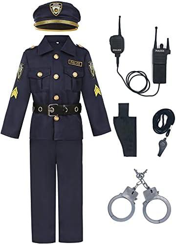 Viyorshop Police Costume for Boys Cop Costume Dress Up Set for Halloween Cosplay Party Costume (8-10 years)
