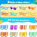 GKTZ Kids Sunglasses Party Favors - Boys Girls Age 3-8 Birthday Goodie Bags Stuffers, Neon Sunglasses Bulk with UV 400 Protection for Kids Classroom Favors - 24 Packs