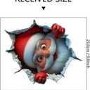 3D Large Santa Claus Sticker, Creative Peel-and-Stick Santa Claus Breaking Through The Wall Design, Christmas Holiday Cartoon Sticker (5 PCS)