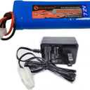 7.2V 3800mAh 6-Cell NiMH Battery for RC Cars Hobby Battery with Tamiya Connector for Car Truck Truggy Buggy Tank Airplane Helicopter Boat Racing (1 Pack) + 1PCS 7.2V Charger