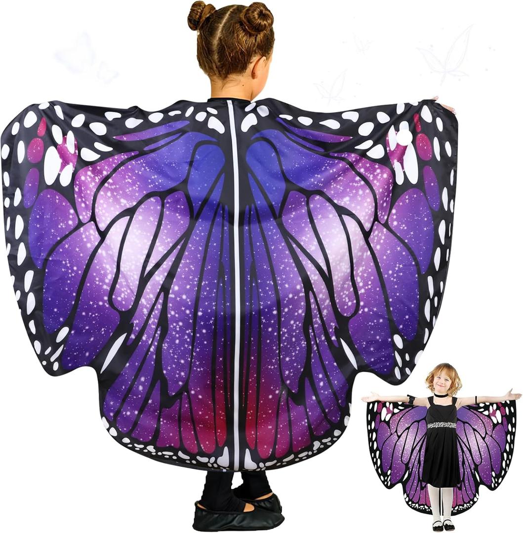 Double-Sided Printing Butterfly Costume for Women and Girls Butterfly Wings Adult Cape Halloween Costumes Fairy Wings (Kids)