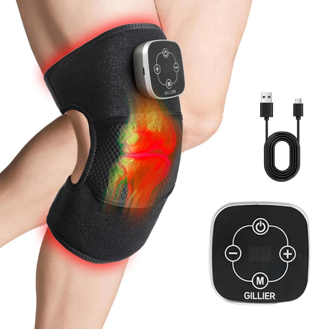 Red Light Therapy & Vibration Knee Massage - 660nm&850nm Red Light Therapy Heated Device for Knee, Grey