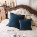 Pillow Covers 26x26 Set of 2 Quilted Square Euro Sham Soft Velvet Pillowcases with Invisible Zipper for Sofa Bed Living Room,Blue