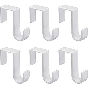 1st Choice Over The Door Hooks 6 Pack, Reversible Sturdy Hooks Fits 1 3/8' and 1 3/4' Door Widths, Plastic Hook Hanger for Hanging Clothes, Towels, White