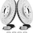 Front Brake Pads and Rotors Kit for Malibu [ 2016-2020 ], Geomet Coated Brake Kit, Drilled and Slotted Brake Rotors Pads [ 11.8in ], Automotive Replacement Brake Kits 55237 D1913