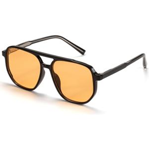 Retro Aviator Sunglasses for Women & Men Lightweight Square Shade UV400 Protection Unisex Sun Glasses Frame, Lens Color: Yellow