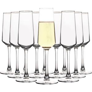 UMI UMIZILI Champagne Glass Set, Durable Champagne Flutes with Mordern Shape, Long Stem Sparkling WIne Glass Clear (A Set of 12)