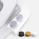 BIDETbidet Left/Right Reversible WARM WATER Ultra-Slim Bidet Attachment with Temperature Control, Interchangeable Knob Set, Hinged Nozzle, Non-Electric, Easy Install, Fits Most Toilets, Off-White