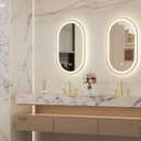 Keonjinn Oval LED Bathroom Mirror 20x32 Inch, Gold Beveled Metal Frame, Frontlit & Backlit Bathroom Mirror with 3 Color Tempurature, Dimmable Lighted Mirrors for Wall with Anti-Fog, HD Tempered Glass