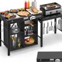 Leteuke Grill Table for Blackstone Griddle, Portable Foldable Grill Table with Storage Fits Ninja, Blackstone Griddle Stand for Outdoor Camping, Picnic, Garden, Patio, Dining, BBQ, Party