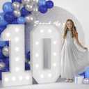 JoyMuse 4FT 10 Marquee Numbers, Large Light Up Numbers 10 for 10th Birthday Decorations Cool White Light Number 10 for Anniversary Birthday Party Decor