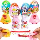 4 Pack Easter Egg with Tongue Out Squeeze Toys Inside, Prefilled Eggs with Toys for Kids Easter Basket Stuffers, Eggs Hunt, Party Favors