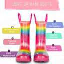 EUXTERPA Girls Glitter Light Up Waterproof Rain Boots Toddler Kids Rainbow Boots with Easy On Handles (3 Big Kid)