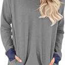 Angerella Womens Long Sleeve Shirts Casual Crewneck Sweatshirt Loose Fitting Tops Tshirt (XXL)