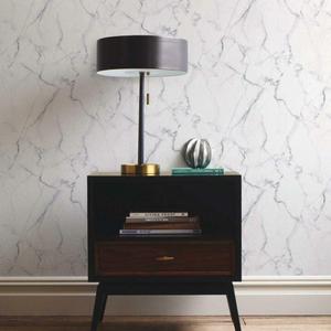 RoomMates RMK10839WP Carrara White Marble Peel and Stick Wallpaper 20.5" x 16.5 feet, Blue/Grey