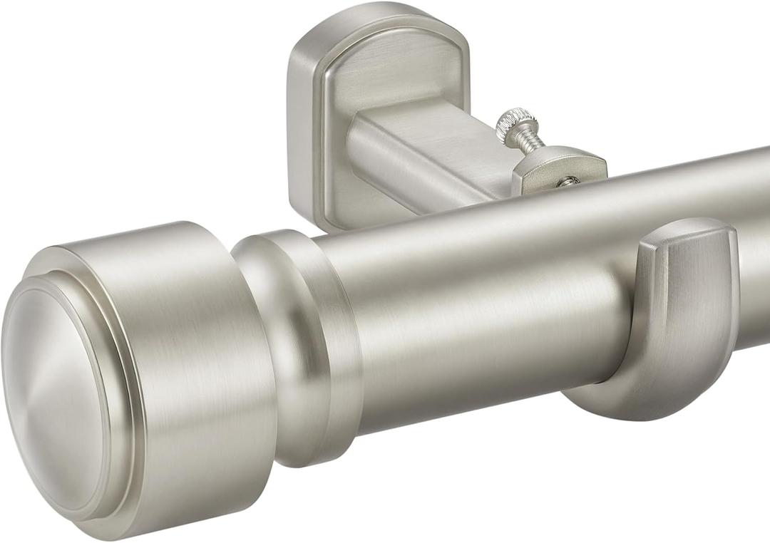 Heavy Duty Non- Adjustable 132In/11Ft Curtain Rods, Brushed Nickel