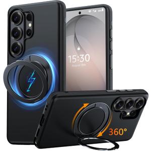 Oterkin for Samsung Galaxy S26 Ultra Case with 360 Spin Magnetic Stand [Fit for MagSafe] [Non-Slip] [15FT-Shockproof] Slim Protective Case for Galaxy S26 Ultra Men/Women, Black