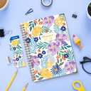 2 x Daily Planner 2025-2006, Weekly & Monthly Planner,July 2025 - June 2026 Day Planner, 6.2 x 8.25 Flexible CoverWirebound Note Pages with Monthly Tab, Back Pocket, Premium Paper,(Flower B09)