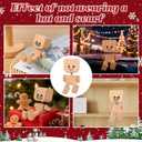 IMOLL Shaking Wooden Man Figurine with 12pcs Magnetic Expressions,Handmade Shaking Feet Wooden Doll,Car Dashboard Desktop Decor Christmas Decor Home&Qffice Decor (with Knit Beanie Hat + Scarf)