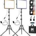 2-Pack Photography Lighting Kit, NiceVeedi 25W LED Video Light Kit, 2900-7000K Dimmable Studio Light with Tripod Stand, 73" Stream Light for Video Recording